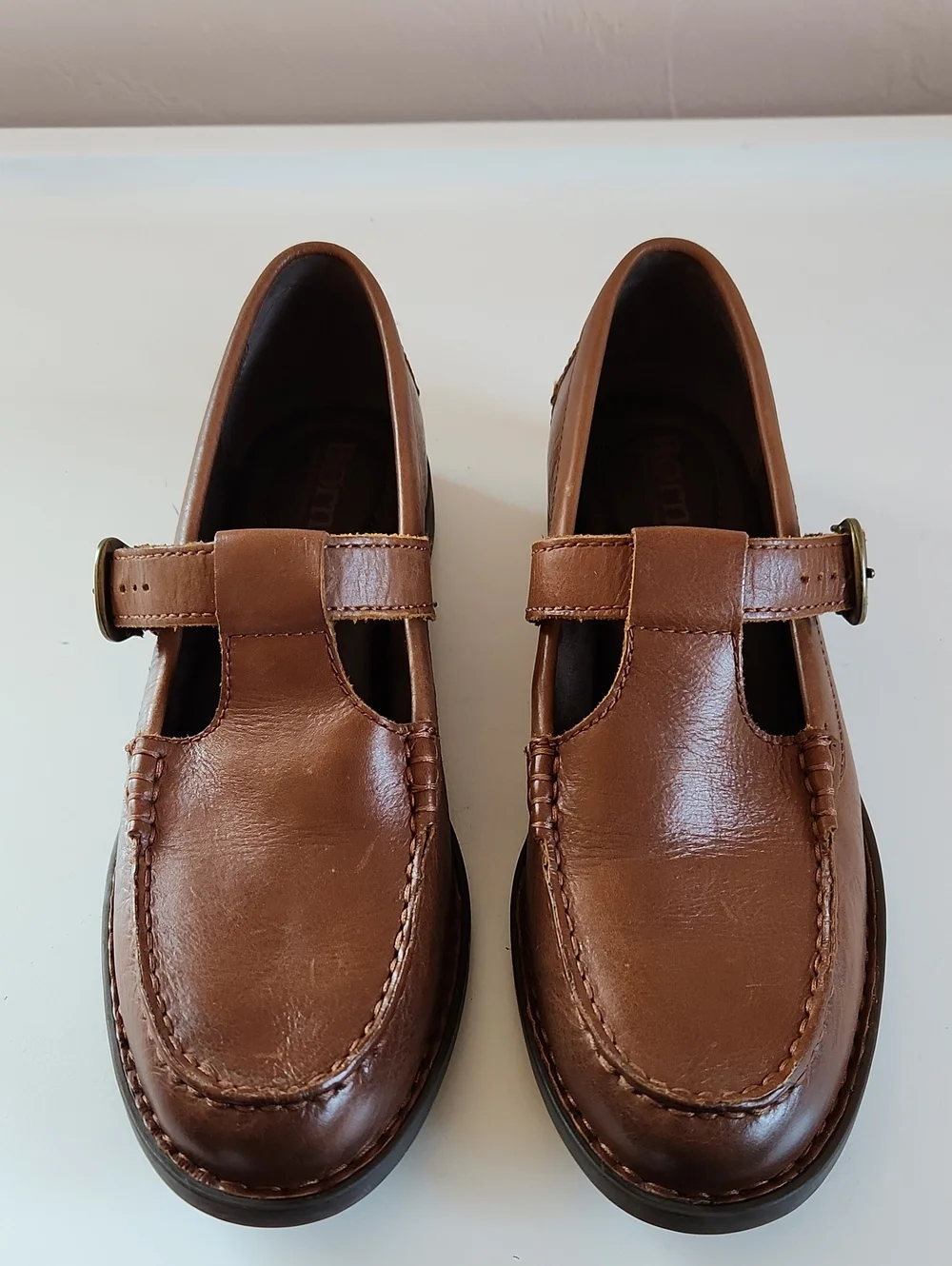 Born Women's T-Strap Loafers Miki Brown Solera Size 8